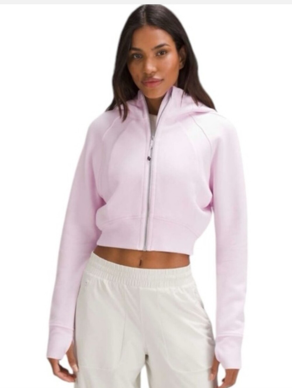 Lululemon Scuba Full-Zip Cropped Hoodie Meadowsweet Pink Size 6